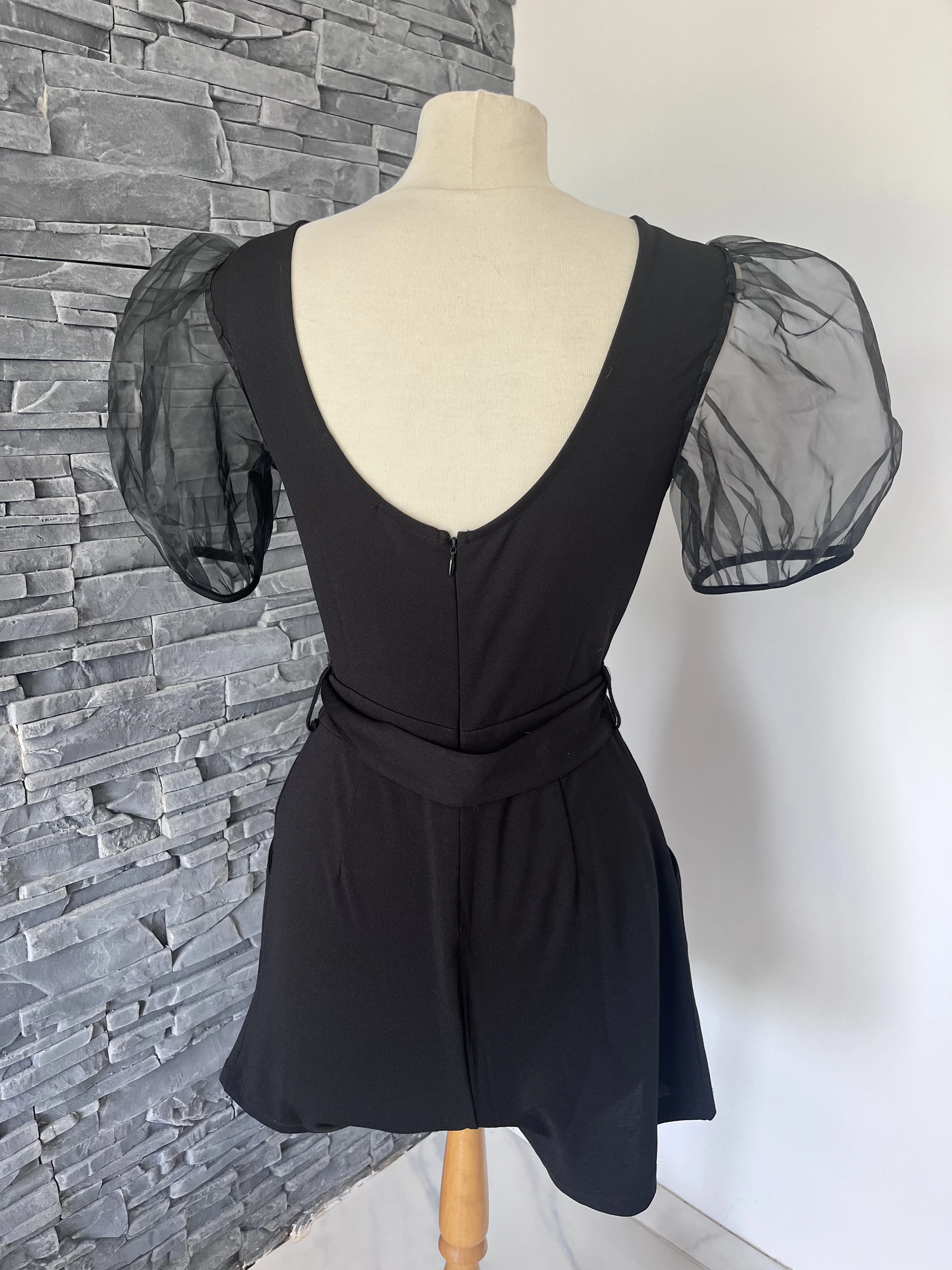 Combishort cache cache negro mangas gasa - Talla 36 - elegante & tendencia – photo 4